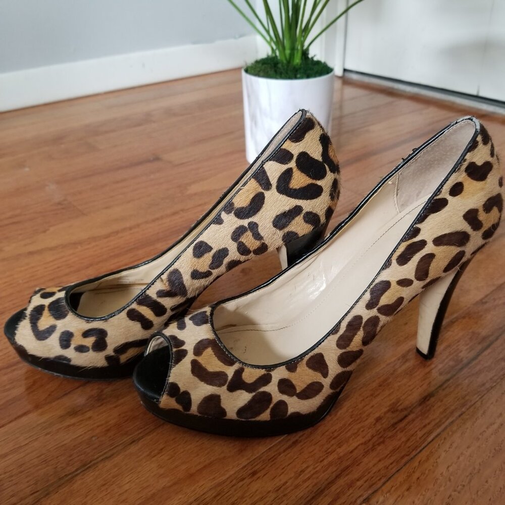Calvin Klein leopard print open toe heels 7.5 - Picture 2 of 7